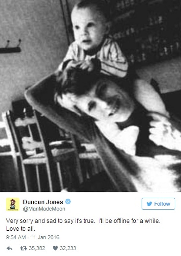 Сын Дэвида Боуи, Дункан Джонс, подтвердил в своем Твиттере, что его отец покинул этот мир.