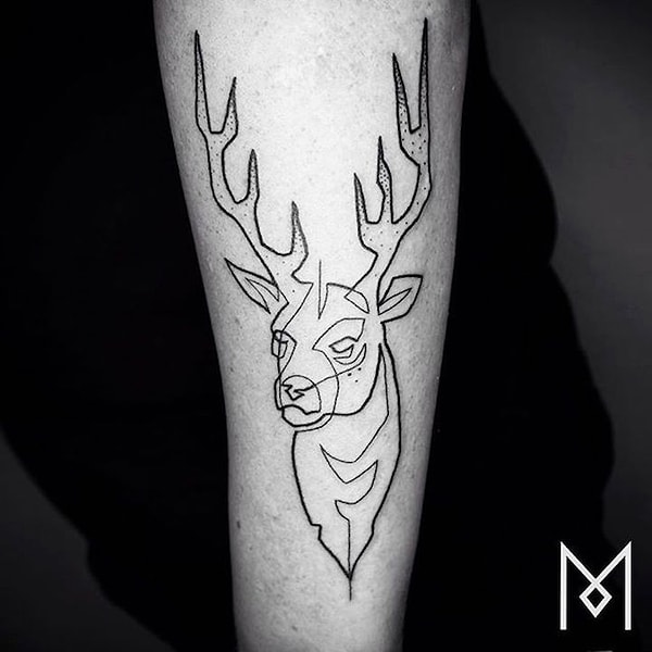 1. Портрет из непрерывной линии в исполнении Мо Ганджи.