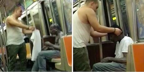 Metroda Gördüğü Evsiz Adama Üzerindeki Kıyafeti Çıkarıp Veren Koca Yürekli Adam