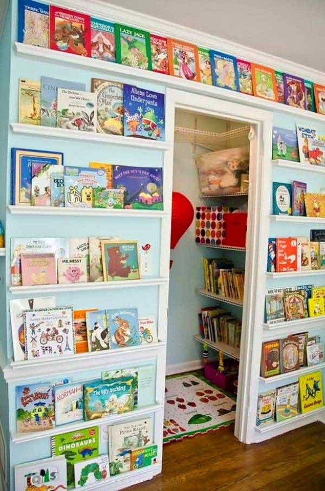 25. Kitapları unuttuk sanmayın, işte çocuğu okumaya yönlendirecek harika bir duvar kütüphanesi.