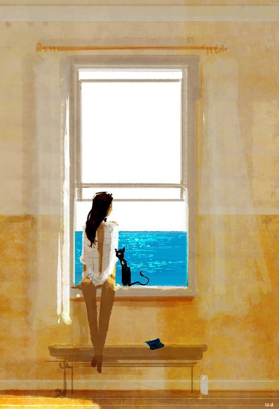 35 иллюстраций на тему : "Женщины, живущие с кошкой"