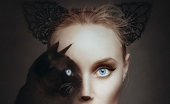 Венгерская фотохудожница совместила свое лицо с глазами животных