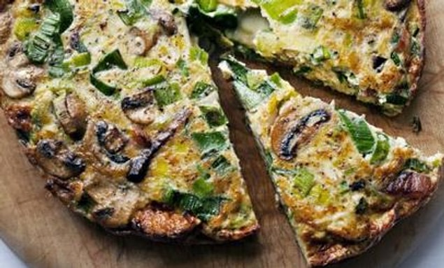 6. Pırasalı, Mantarlı Omlet