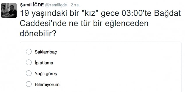 Geçtiğimiz günlerde Twitter'da "Şamil İğde" adlı kullanıcının yaptığı iğrenç anketi hatırlarsınız.