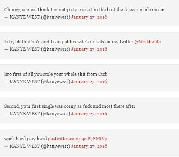 Daha sonra tweetlerini silse de, Kanye West'in tweetleri şu şekilde başladı.