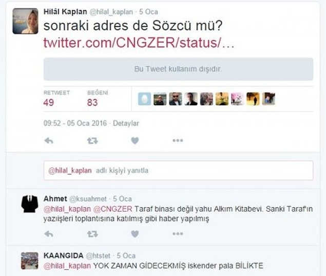 Hilal Kaplan bu ziyareti attığı bir tweetle eleştirmişti.
