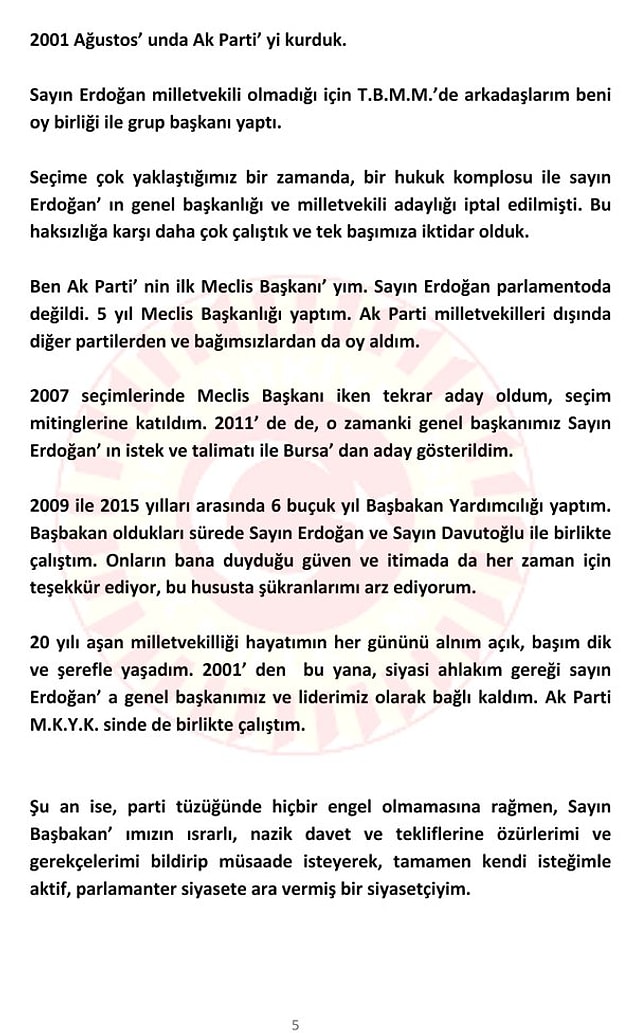 '20 yılı aşan milletvekilliği hayatımın her gününü alnım açık, başım dik ve şerefle yaşadım'