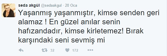 "Kısmetse Olur" evinde gelin ve damat adaylarına verdiği tavsiyeleri Twitter takipçileriyle de paylaşıyor.