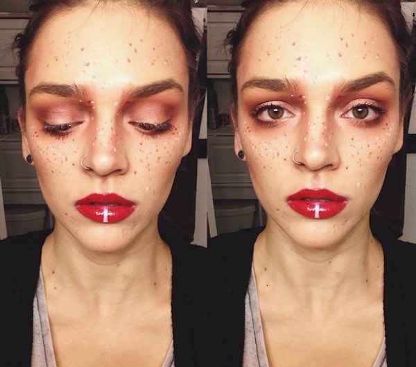 Даже те, у кого уже есть настоящие веснушки, любят украшать себя разноцветными точками.