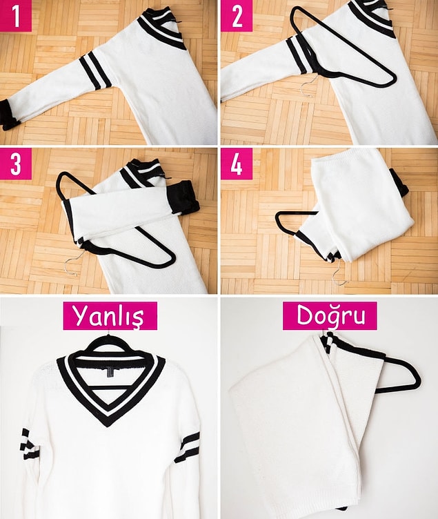 8. Şimdi de doğru katlama yöntemiyle kazaklarımızın sarkmasını minimize etmekte!