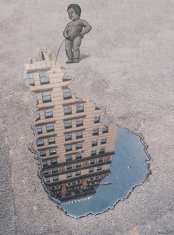 Отражение в луже – Нью-Йорк