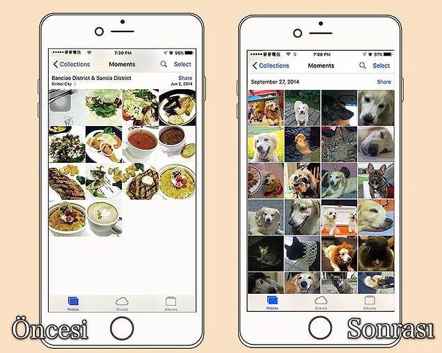 3. Telefonundaki manzara ve yemek fotoğraflarının yerine, onun en güzel hallerinden oluşan fotoğraflar doldurmaktır.