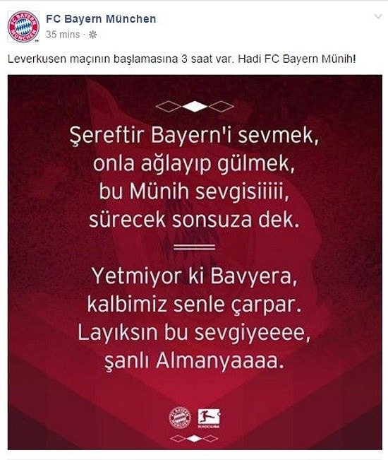 Bayern Münih'ten Türkçe Paylaşım