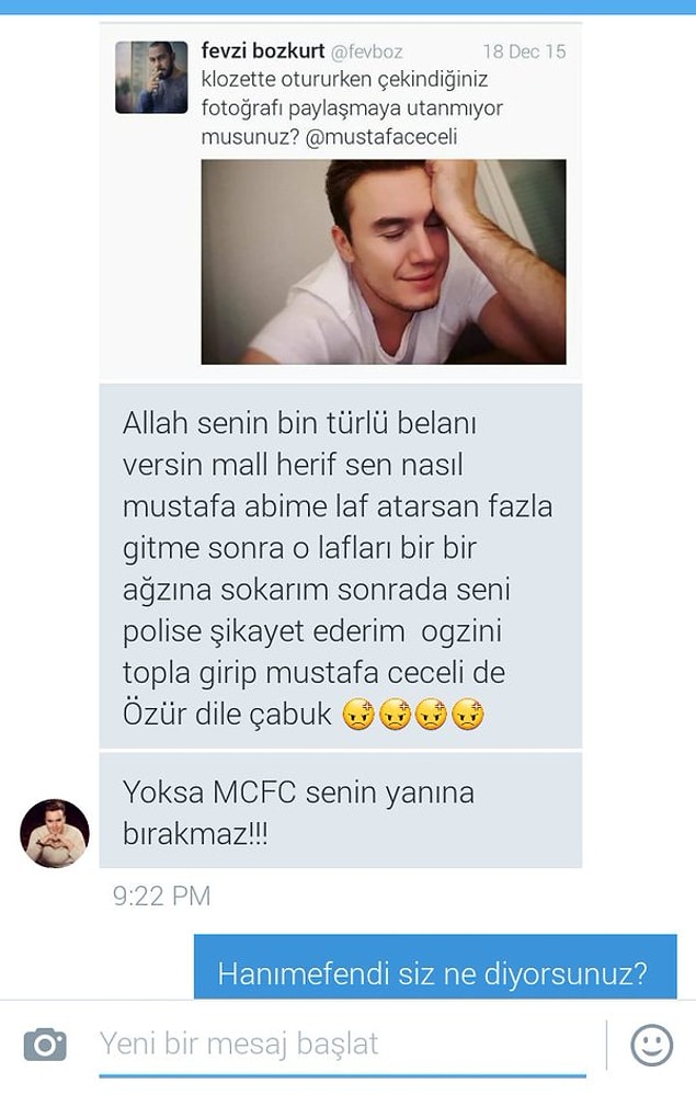 Bunu gören sıkı bir Mustafa Ceceli hayranı olan Cecelist Damla Fevzi'ye mesaj attı.
