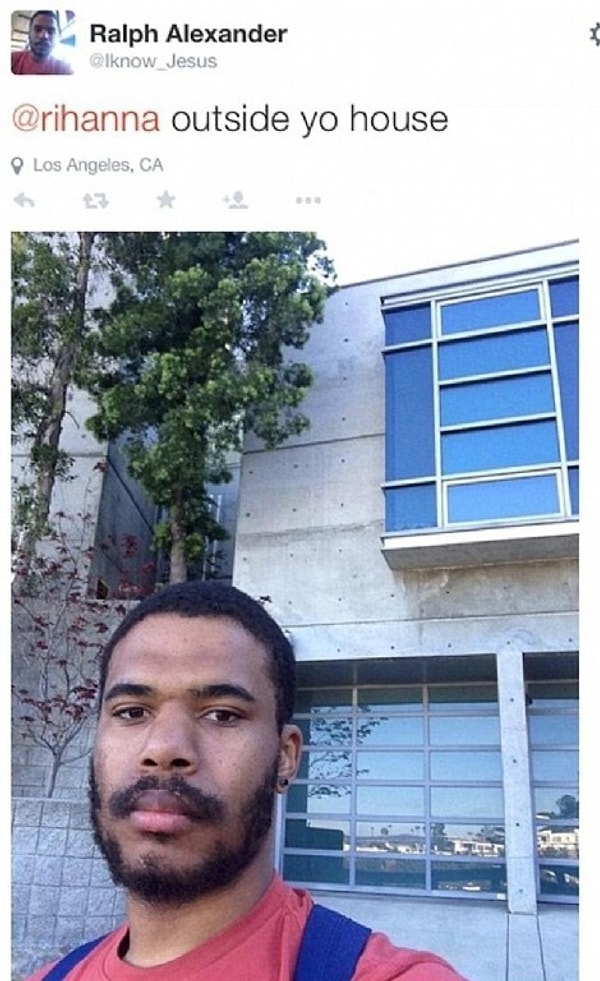 Пока он не опубликовал в Твиттере селфи, сделанное возле её дома.