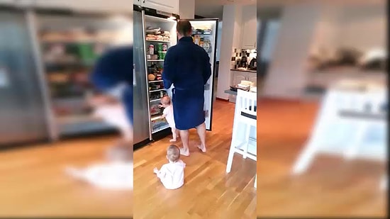 Близняшки и голодный папа в борьбе за холодильник