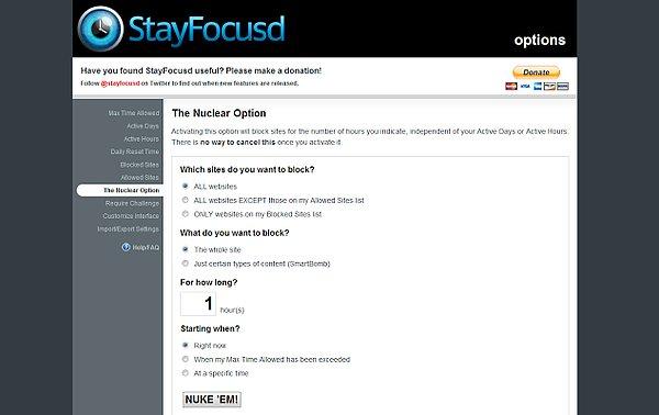 9. Yine Facebook, Twitter ve alışveriş siteleri bağımlıları için geliyor; StayFocusd.