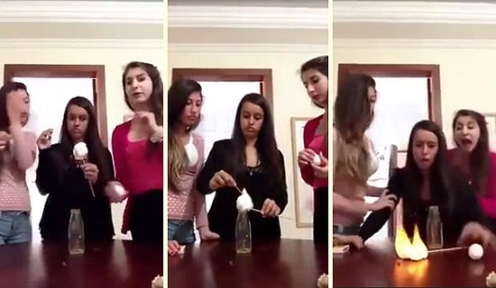 Yumurtayı Şişeye Sokma Deneyi Yaparken İşler Ters Gidince Ödleri Bir Şeylerine Karışan Kızlar