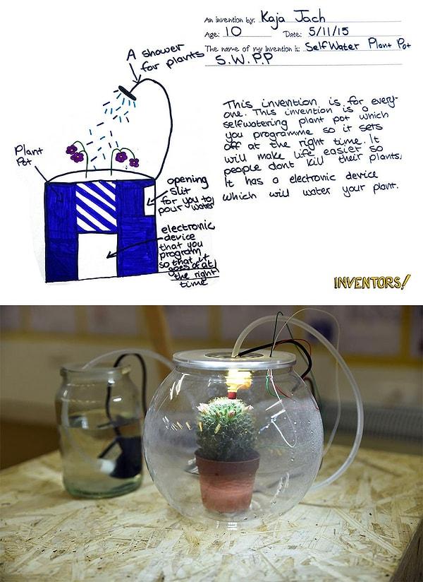 9. Kaja 10 yaşında fakat bitkilerin ölmemesi için elinden geleni yapmış ve siz yokken onu sulayabilecek sistemi tasarlamış: