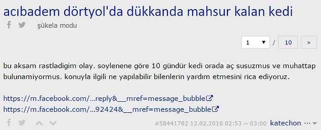 İlerleyen saatlerde ekşi sözlük'te olayla ilgili bir başlık açıldı.