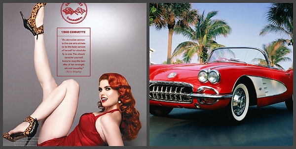 8. Vintage 1960 Corvette от Дорис Мэйдэй - кокетка в стиле пин-ап