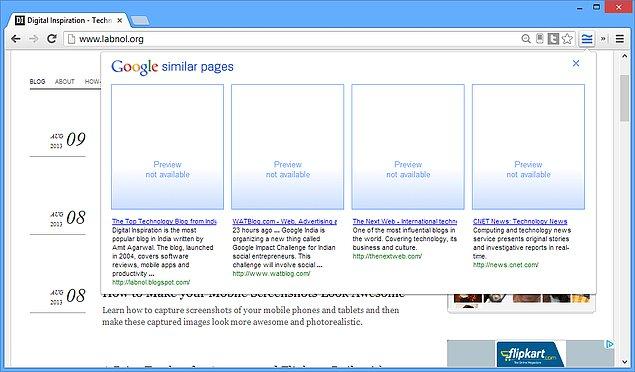 6. Google Similar Pages, benzer sayfaları hızlıca gösteriyor.