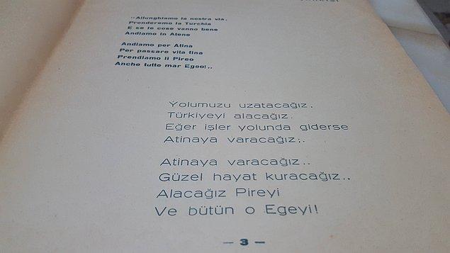 İtalyan faşistler şiirlerinde açıkca Türkiye'yi işgal etmekten bahseder.