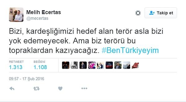 20. AKP Gençlik kolları başkanı Melih Ecertaş da terörü bu topraklardan kazıyacağız derken