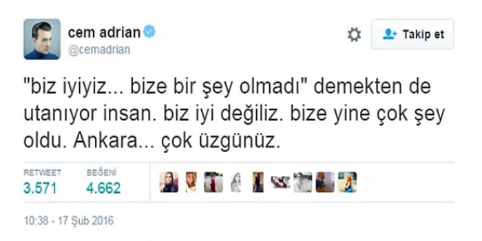 Ankara Saldırısı Sonrası Milyonların Duygularına Tercüman Olan 21 Tweet