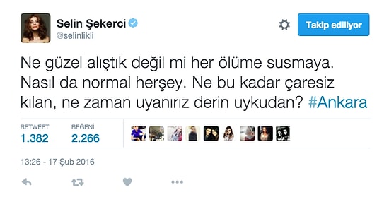Ankara Patlamasına Ünlülerden Tepkiler: Biz İyi Değiliz!