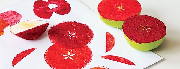 9. Штампы с помощью яблочек 🍏🍏🍏