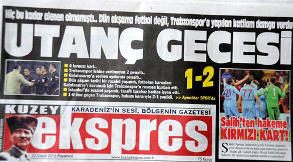 Trabzon Yerel Basını Öfkeli! "TFF'ye de MHK'ye de Hakeme de Kırmızı"