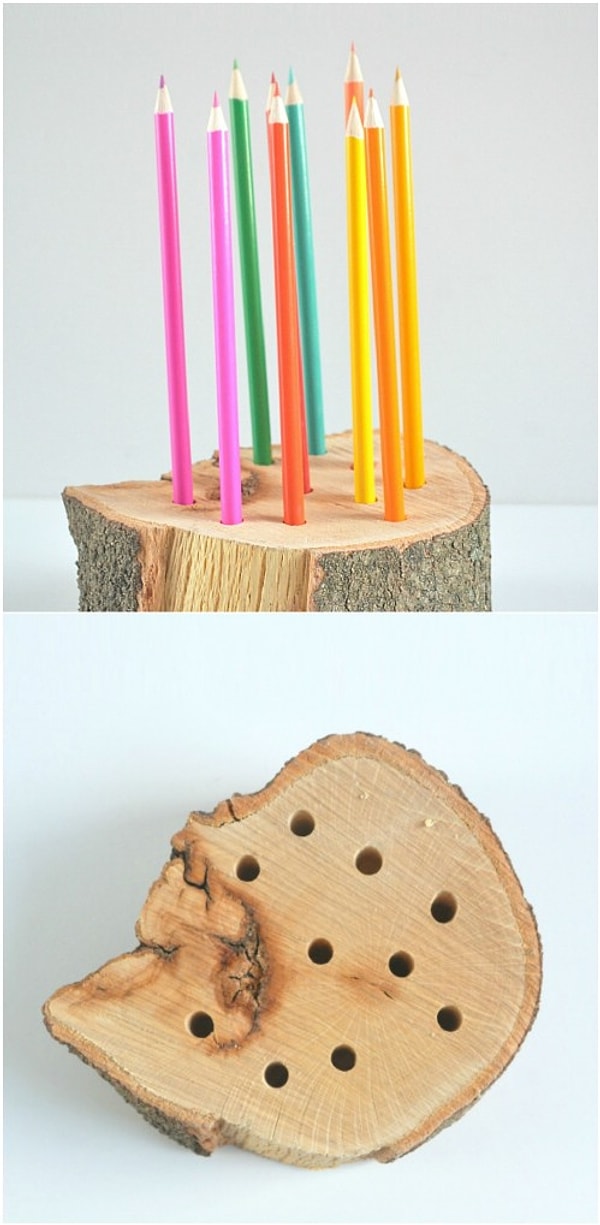 2. Держатель для карандашей, сделанный с помощью обычной дрели