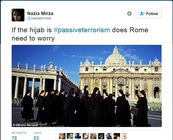 "Eğer türban pasif terörizmse Roma'nın endişelenmesi gerek."