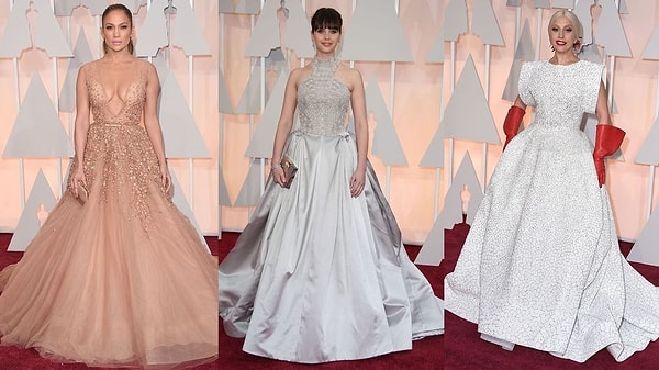 1. Дженнифер Лопес, Фелисити Джонс и Леди Гага на Оскаре 2015.