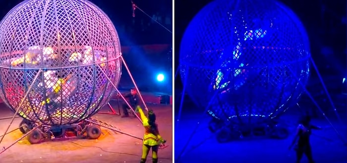 Ölüm Kafesinde Gösteri Yapan Motorcuların Talihsiz Kazası