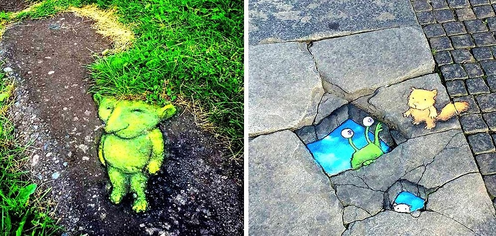 Эксцентричные рисунки на асфальте: украсить несовершенства улиц