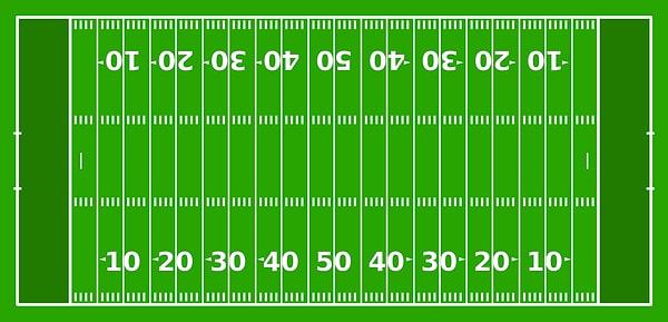 Oyun sahası, 120 yard(yaklaşık 110 metre) uzunluğunda ve 53 yard(yaklaşık 49 metre) genişliğindedir.