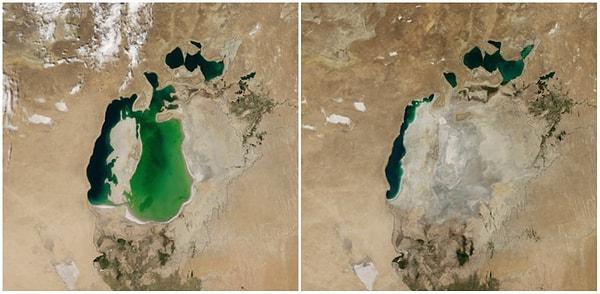 2. Aral Gölü, Orta Asya; 2000-2014 Arası