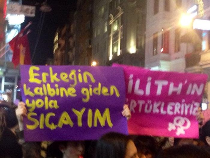 8 Mart Dünya Kadınlar Günü Gece Yürüyüşünde Kadınlardan  37  Pankart