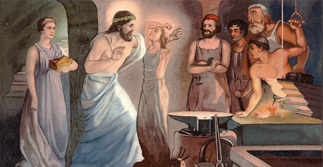 2. Hephaistos, babası Zeus'un isteği üzerine çamurla suyu yoğurdu. Ve Görenleri şaşırtacak güzellikte bir kadın vücudu yarattı.