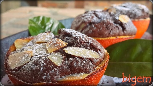 8. Portakal Kabuğunda Çikolatalı Cupcake