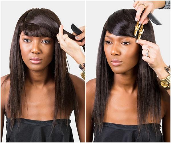 9. Eğer perçemleriniz çok kısaysa, uzun saçlarınız yardımıyla perçemlerinizi gizleyin ve saçınızı tel tokayla tutturun.
