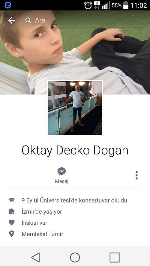 Olayın failinin Facebook profili ve kendisine ait olup olmadığı bilinmeyen profil fotoğrafı.