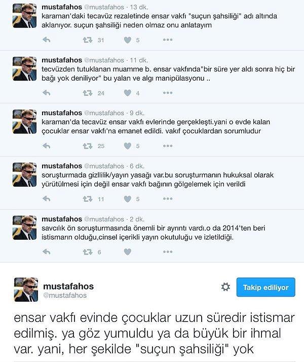Gazeteci Mustafa Hoş ise olayın şahsi olmadığına dair tweetler attı.