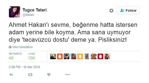 Birkaç kişiden Ahmet Hakan Coşkun'a destek tweetleri gelse de...