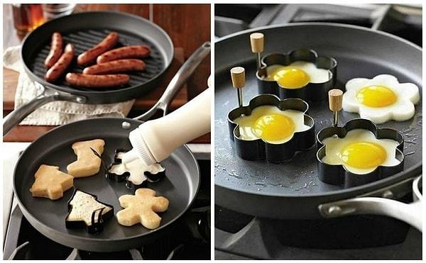 2. Kek kalıplarını yumurta ve pancake yapmak için kullanabilirsiniz.
