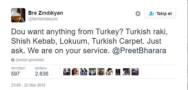 Savcı o kadar sevildi ki, bir kullanıcı, Savcı Bharara'ya "Türkiye’den bir şey ister misiniz? Rakı, şiş kebap, lokum, Türk halısı. Sadece sorun, sizin hizmetinizdeyiz." sorusunu yöneltmişti.