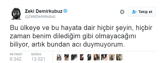 Akımın başlama noktası Zeki Demirkubuz'un attığı bu tweet.