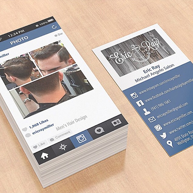 9. Bir kuaför salonuna ait bu kartlar, Instagram'dan esinlenilerek tasarlanmış.